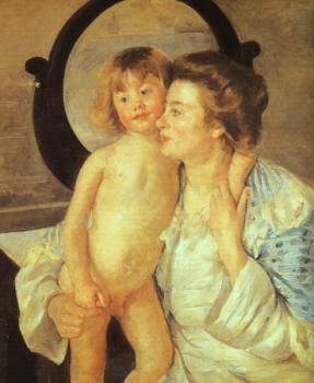 瑪麗 史帝文森 卡薩特 母親和孩子(橢圓形的鏡子)